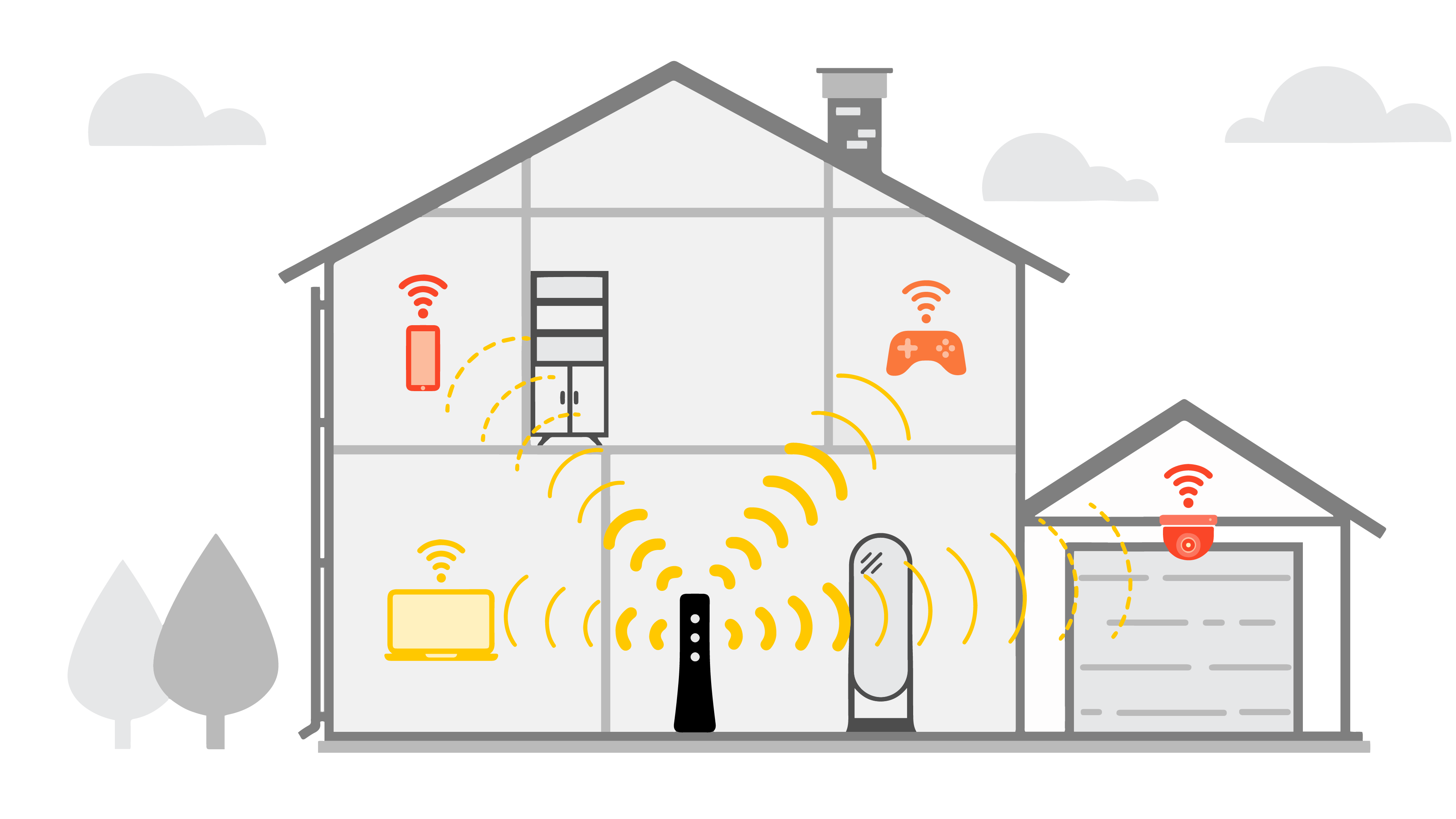 Wifi signal of a router is weaker when it is far or obstructed