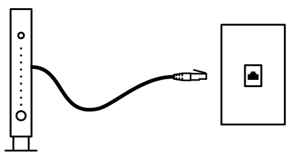 Illustration of modem plugging in directly into the phone jack