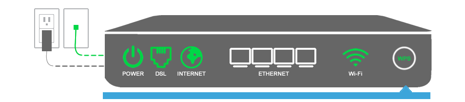 wps light green modem