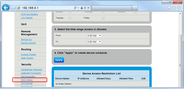 DMZ Hosting Step 5