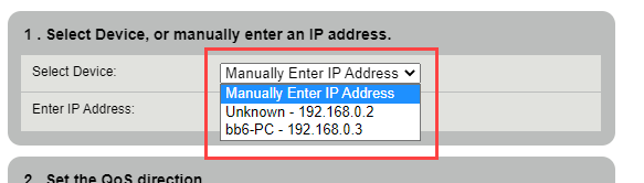 C4000 QoS step 1 - select device address