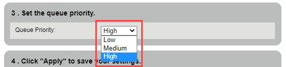 C4000 QoS step 3 - select traffic priority