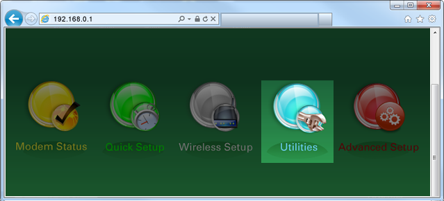 Modem utilities menu image