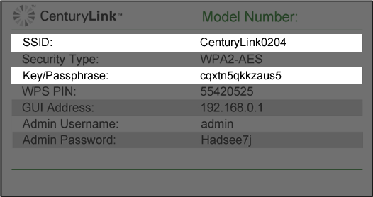 SSID & Security Key Image