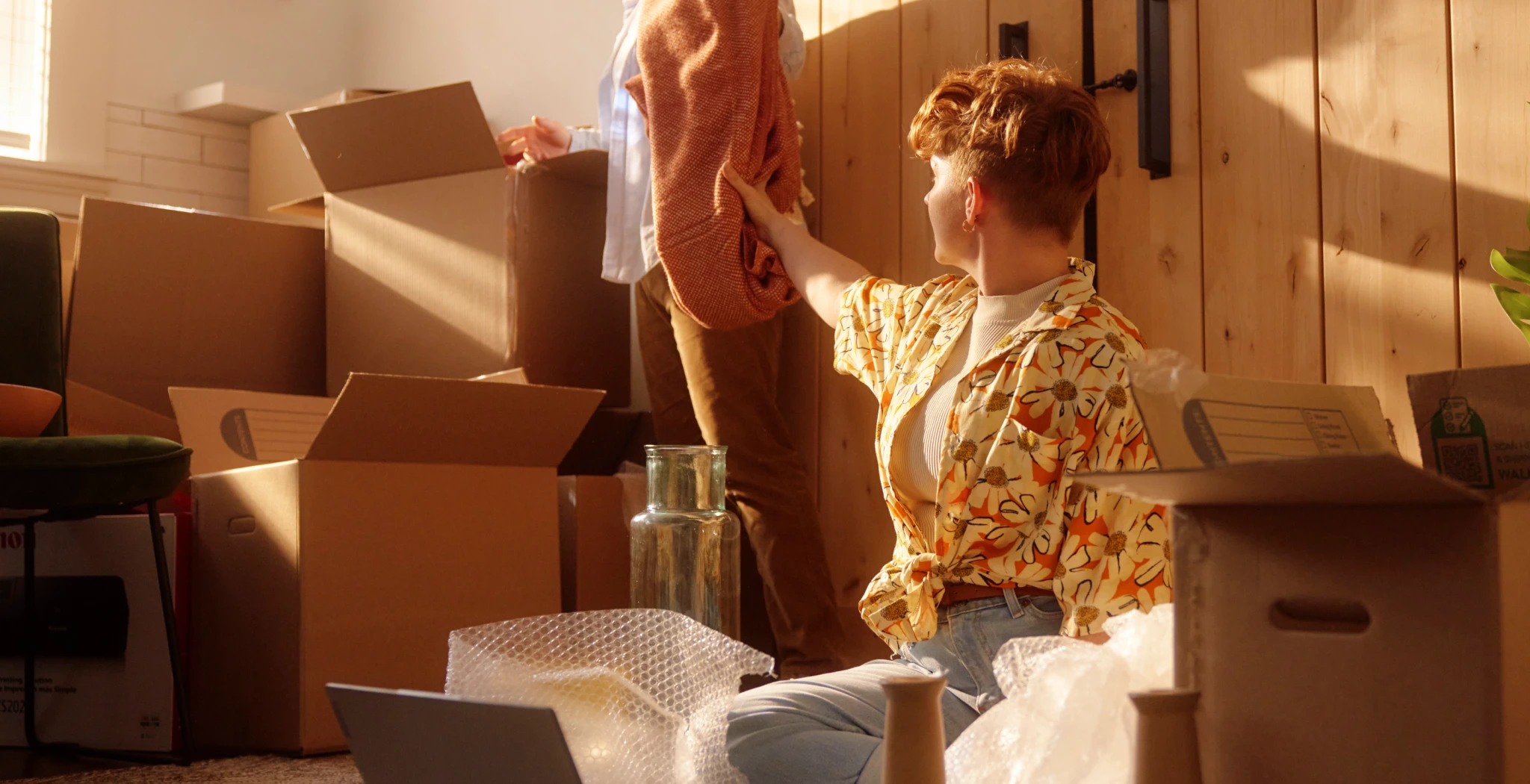 Image of Girl packing and shifting to New House.