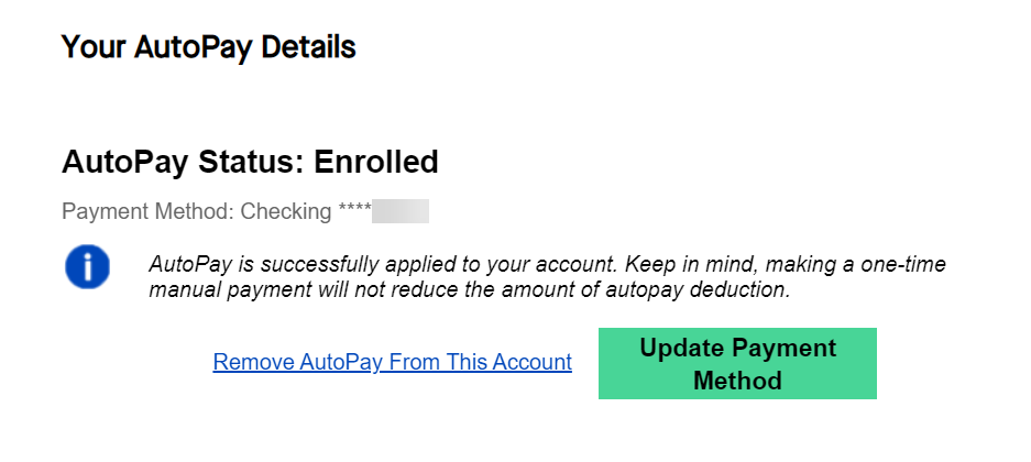 screenshot My CenturyLink AutoPay Details