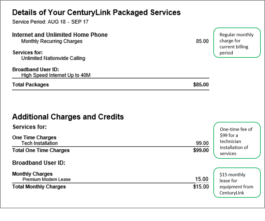 Bundled first bill example